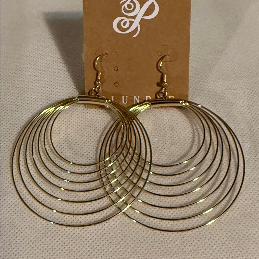 Plunder Shimmering Gold Multi-Hoop Drop Earrings
